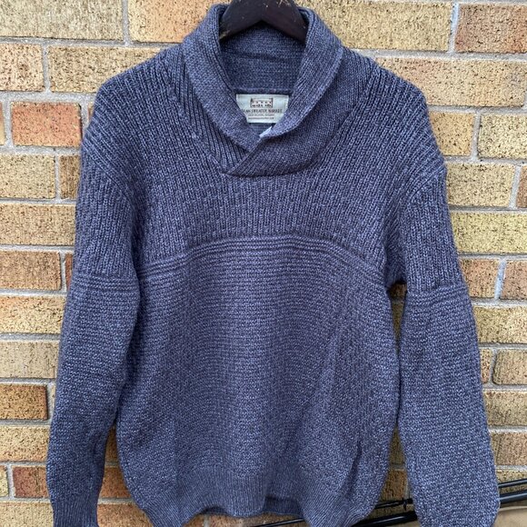 Vintage Aran Sweater Market Mens Wool Cable Knit Sweater Gray Large - Picture 4 of 6